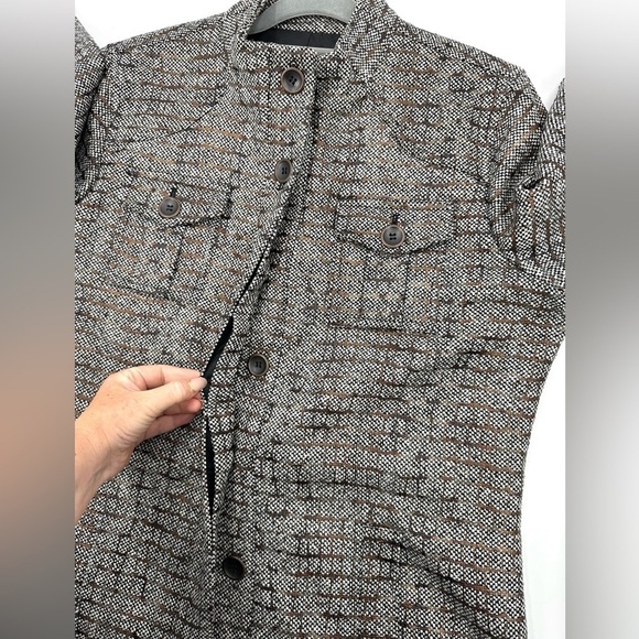Chicos Sz 2 US 12 Large Jacket Textured Shacket Blazer Brown Wool Blend - Picture 3 of 9